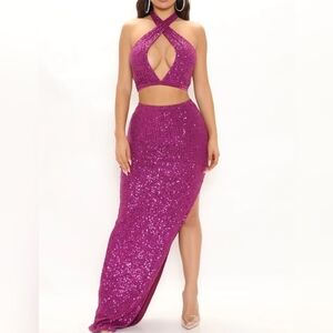 2-piece Sequins Skirt Set